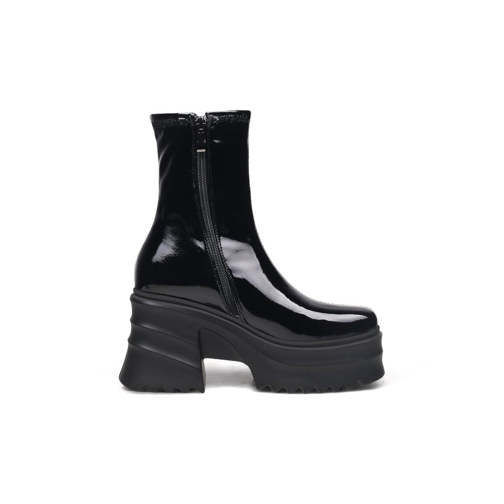 Fur Lined Black Leather Platform Boots-2