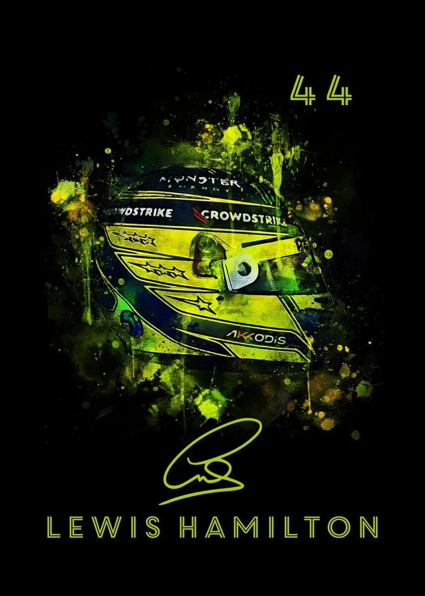 Poster Formel 1 Helm Aquarell Rennfahrer Name Unterschrift Rennnummer · Deko Print ohne Rahmen-7
