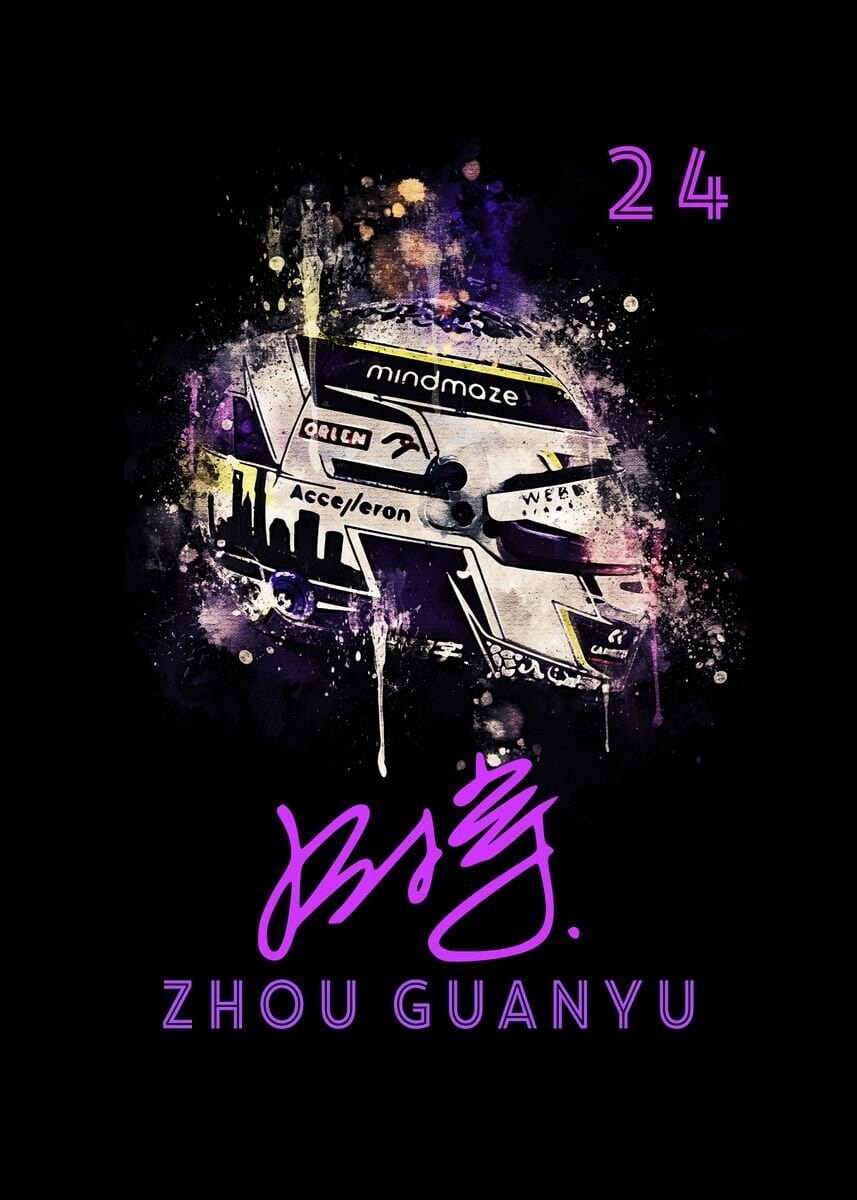Poster Formel 1 Helm Aquarell Rennfahrer Name Unterschrift Rennnummer · Deko Print ohne Rahmen-5
