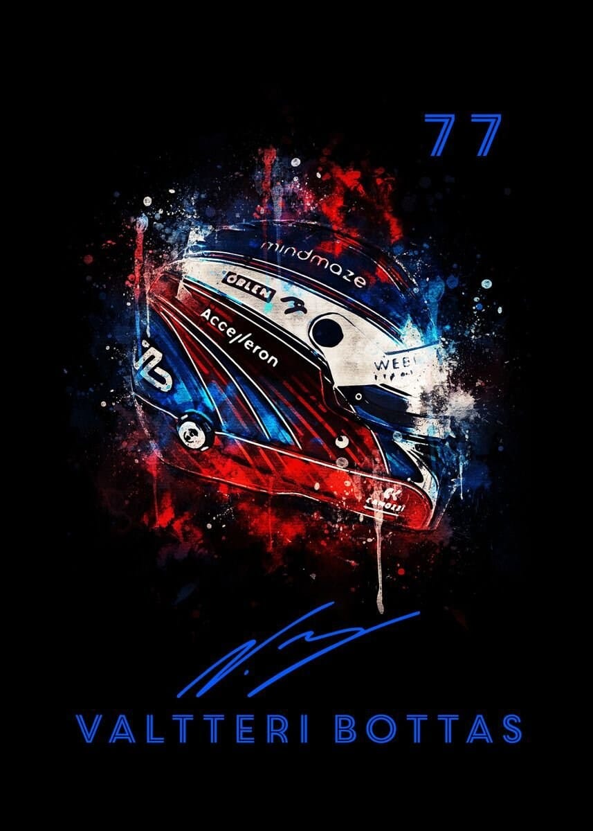 Poster Formel 1 Helm Aquarell Rennfahrer Name Unterschrift Rennnummer · Deko Print ohne Rahmen-9