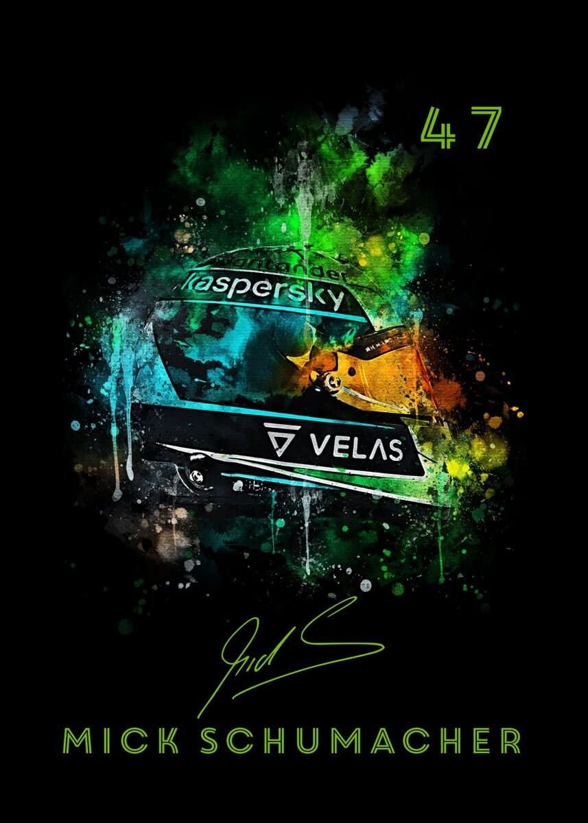 Poster Formel 1 Helm Aquarell Rennfahrer Name Unterschrift Rennnummer · Deko Print ohne Rahmen-8