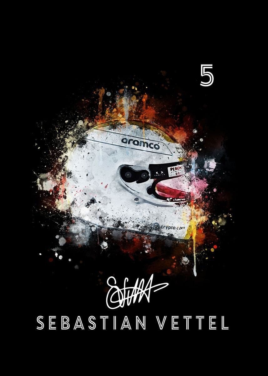 Poster Formel 1 Helm Aquarell Rennfahrer Name Unterschrift Rennnummer · Deko Print ohne Rahmen-6