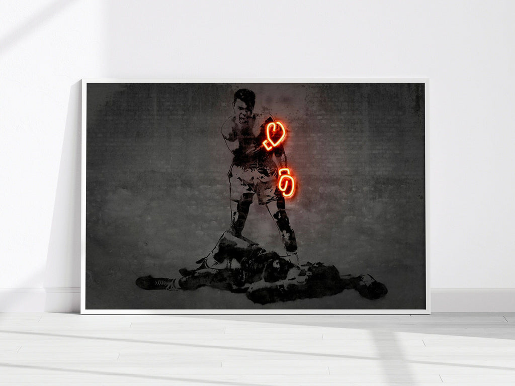 Poster Muhammad Ali Neon Boxhandschuhe · Gym · Wohnzimmer Bilder · Trainingszimmer Bilder · Deko Print · ohne Rahmen-1